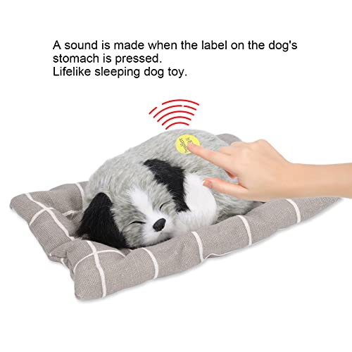 Muñeca de Perro Durmiente, Hace que el Sonido Sea Realista 7.1 X 5.3in Simulación de Juguete de Perro de Peluche de Felpa para Regalo de Niños(Fornido)