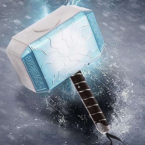 NAKATA Accesorios de Cosplay Thor Hammer Replica PU Lightning Hammer Halloween Niños Cumpleaños Navidad Regalo Películas Stormbreaker Roleplay Juguetes