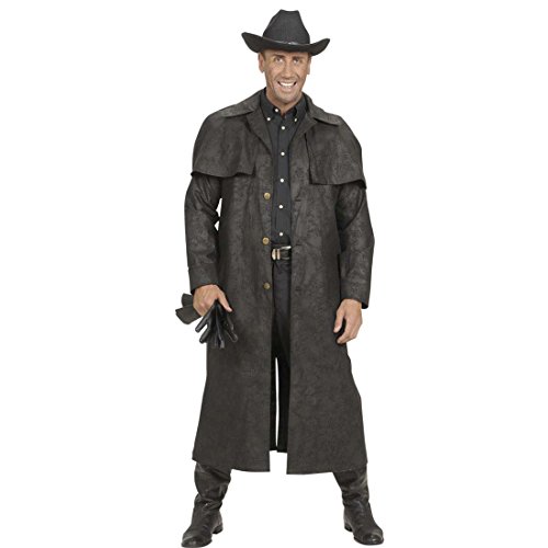 NET TOYS Abrigo Vaquero Negro Disfraz del Oeste XL 54 Traje Cowboy Sheriff Atuendo Salvaje Oeste Capa Cowboy Hombre Disfraz lejano Oeste Rodeo