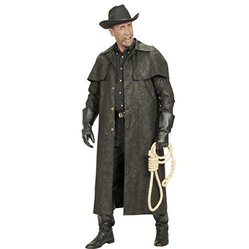 NET TOYS Abrigo Vaquero Negro Disfraz del Oeste XL 54 Traje Cowboy Sheriff Atuendo Salvaje Oeste Capa Cowboy Hombre Disfraz lejano Oeste Rodeo
