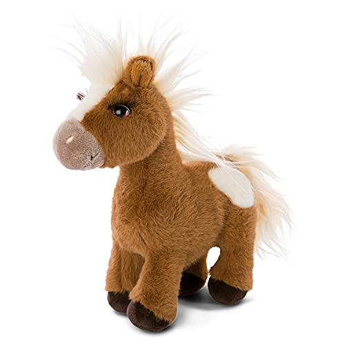 NICI Pony Suave Lorenzo 25 cm de pie-Juguetes de Peluches de Caballo, niños y bebés-Animal Relleno para Jugar y abrazar, Color marrón/Blanco, (47107)