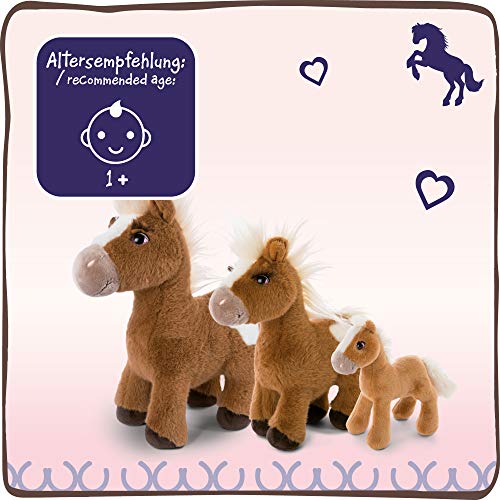 NICI Pony Suave Lorenzo 25 cm de pie-Juguetes de Peluches de Caballo, niños y bebés-Animal Relleno para Jugar y abrazar, Color marrón/Blanco, (47107)