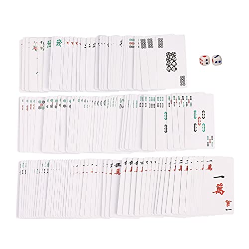 OVBBESS 144 unids/set Mah Jong papel Mahjong chino juego de cartas con 2 piezas dados portátil viaje entretenimiento kit nuevo