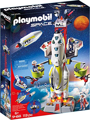 Playmobil Space Estación De Marte, A Partir De 6 Años (9487) , Color/Modelo Surtido + Space 9488 Cohete con Plataforma De Lanzamiento, A Partir De 6 Años