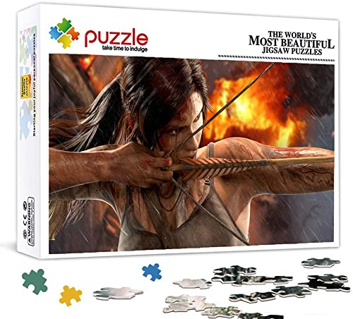 Rompecabezas De 1000 Piezas para Adultos Rompecabezas De Madera Videojuego Tomb Raider Póster Jigsaw Puzzle De 1000 Piezas Regalo Decoración del Hogar, Juegos Familiares