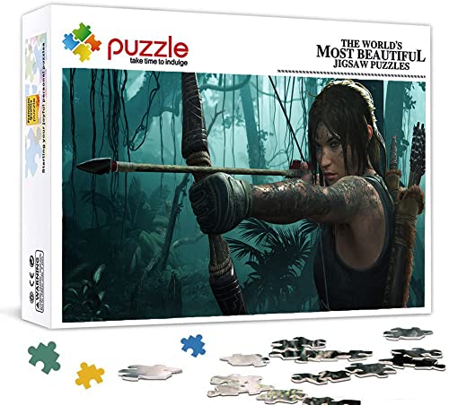 Rompecabezas De 1000 Piezas Rompecabezas De Madera Videojuego Tomb Raider Póster Jigsaw Puzzle De 1000 Piezas para Adultos Actividad Familiar Rompecabezas Juegos Educativos