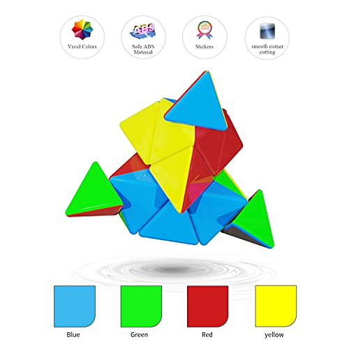 ROXENDA Cubo de Pirámide, Cubo Mágico de 3x3x3 Triángulo; Súper Duradero y Colores Vívidos Stickerless - Fácil de Girar (Stickerless)