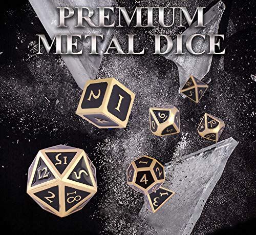 Schleuder Juego de Dados de rol Dice Set, DND Dados de Metal RPG D&D Poliédricos para Dragones y Mazmorras, Juegos de Mesa y Juegos de rol (Imitation Gold - Black)