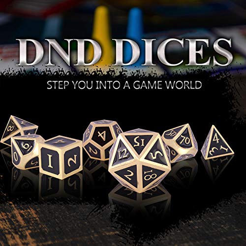 Schleuder Juego de Dados de rol Dice Set, DND Dados de Metal RPG D&D Poliédricos para Dragones y Mazmorras, Juegos de Mesa y Juegos de rol (Imitation Gold - Black)