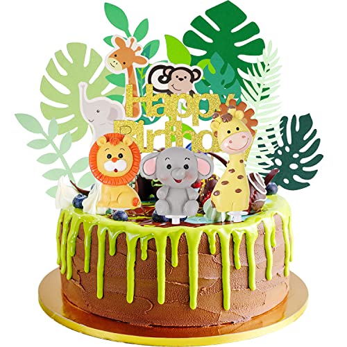 Selva Temática Animales Toppers, Doyomtoy Decoración de Pastel de Animales de La Selva, Animal Fiesta de Cumpleaños DIY Decoración para Pasteles Suministros