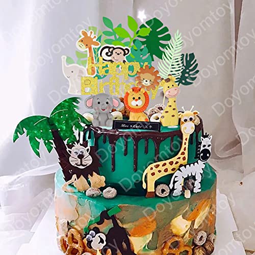 Selva Temática Animales Toppers, Doyomtoy Decoración de Pastel de Animales de La Selva, Animal Fiesta de Cumpleaños DIY Decoración para Pasteles Suministros