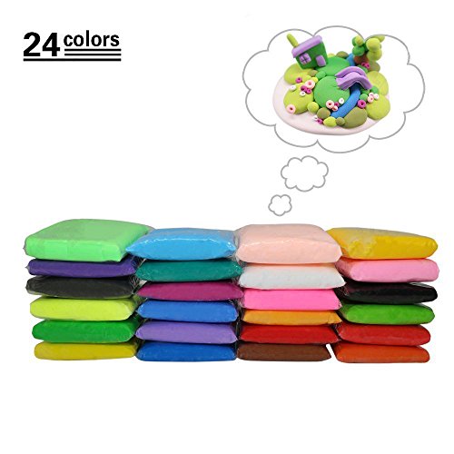 Simuer Modeling Clay Air Dry Clay DIY Fluffy Slime Kit 24 Colors Ultra-Light Plasticine Magic Clay Dough, Creative Art DIY Crafts 24 Pack