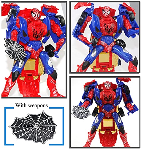 siyushop Spiderman Manual Deformation Coche Juguete Autobots Robot Modelo Modelo Niños Niños Regalo Figuras De Acción, Rojo