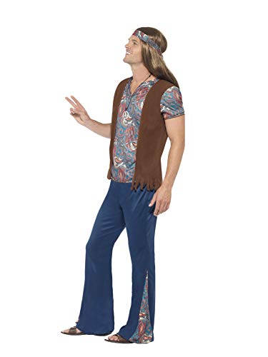 Smiffys Disfraz de chico hippy, Multicolor, con parte de arriba, pantalón, pañuelo para