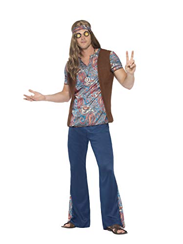 Smiffys Disfraz de chico hippy, Multicolor, con parte de arriba, pantalón, pañuelo para