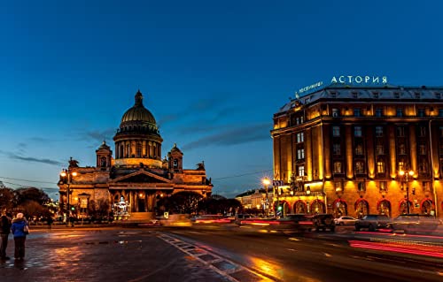 SPJOYSP pintar con numeros cuadro figuras de para pintar Calle de la ciudad de noche San Petersburgo Rusia San Petersburgo San Petersburgo 16X20 inch