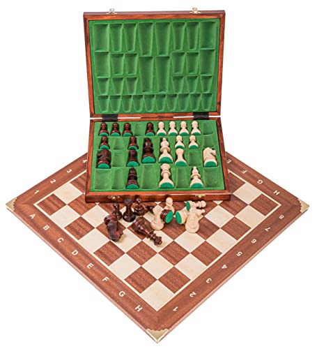 Square - Profesional Ajedrez de Madera Nº 5 - Caoba Cor Lux - Tablero de ajedrez + Figuras - Staunton 5