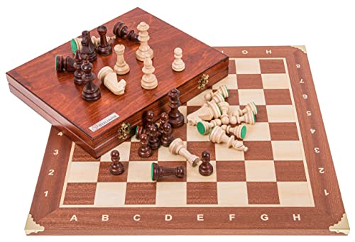 Square - Profesional Ajedrez de Madera Nº 5 - Caoba Cor Lux - Tablero de ajedrez + Figuras - Staunton 5