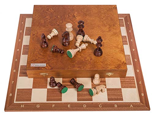 Square - Profesional Ajedrez de Madera Nº 6 - Caoba Lux - Tablero de ajedrez + Figuras - Staunton 6