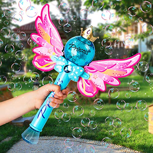 Sundaymot Maquina Burbujas para Niños, Portátil Máquina de Burbujas Varita Hadas con Música y Luz, Soplador de Pompas Jabon Bubble Maker para Niños y Adultos para Fiestas, Cumpleaños, Bodas