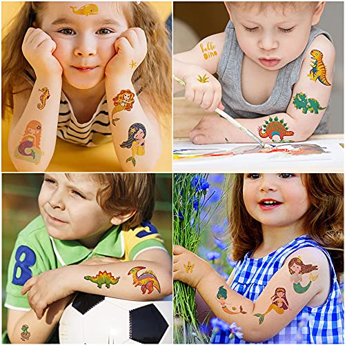 Tatuajes Temporales para Niños,Falso Tatuajes Pegatinas 10 Hojas Tatuajes a Prueba de Agua con Temática Dinosaurios para Niños Niñas Fiestas de Cumpleaños Regalo Navidad