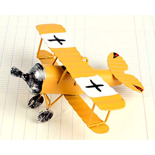 TOYANDONA 2 piezas de avión de decoración vintage mini metal decorativos avión modelo para niños juegos accesorios foto escritorio decoración (azul amarillo)