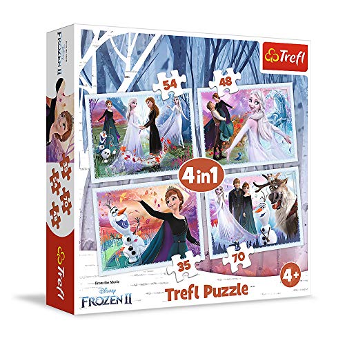 Trefl, Puzzle en el Bosque mágico Disney Frozen 2, de 35 a 70 Piezas, 4 Juegos para niños a Partir de 4 años