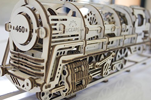 UGEARS-Locomotora con Remolque 70012 – Locomotive con Tender, 3D de Madera Montar sin Pegamento, Color Unisex