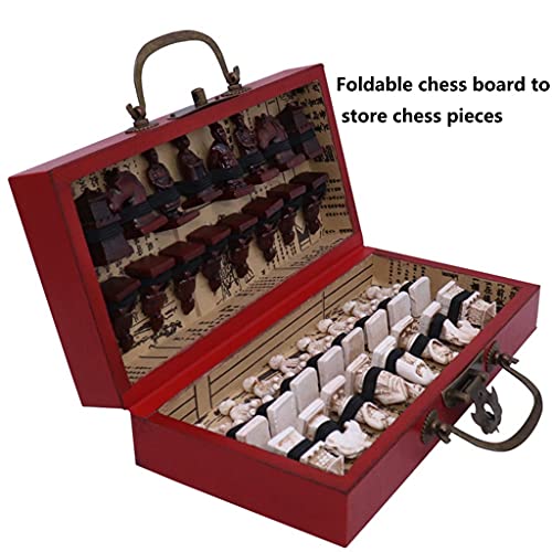 ZQDMYT Inteligencia Juego de ajedrez imitando Antiguo con Almacenamiento de Placa Plegable Juego Recuerdo de artesanía (Terracota) Educación (tamaño : 8.3")