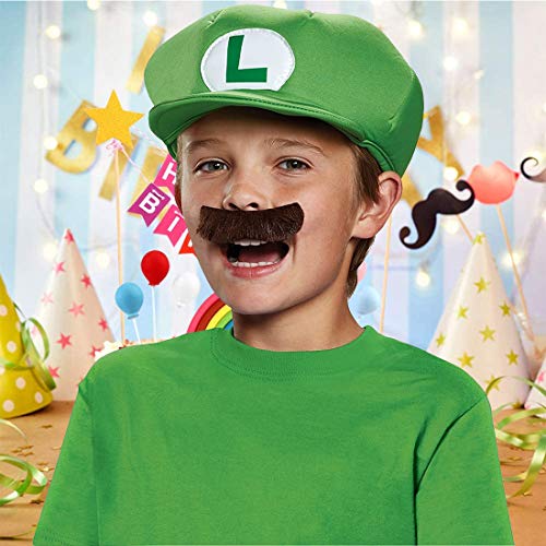 ZSWQ Luigi Gorra - Disfraz de Adulto y Niños Carnaval y Cosplay Classic Cappy Cap 2 Pares de Gorra