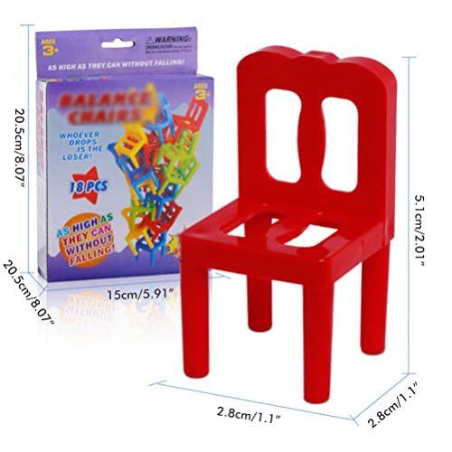18 piezas de juguetes de equilibrio, sillas de plástico, sillas apilables, juego de equilibrio de la torre, juego de equilibrio multijugador, silla en una silla, sillas apilables, juego de torre