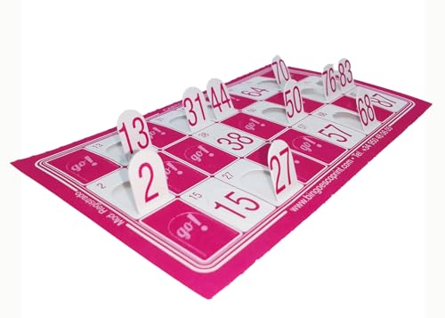 192 Cartones de Bingo troquelados Reutilizables, cartones Bingo troquelados para facilitar la Marca de los números con los Dedos. Cartones Bingo de 90 Bolas. (Rosa)