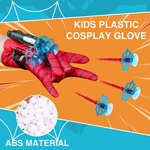 2 Juegos de Launcher Gloves, Lanzador de Héroes Guantes de Lanzador Spiderman Web Shooter Guantes de Plástico para Cosplay para Niños, Juguetes Educativos Divertidos para Niños (A)