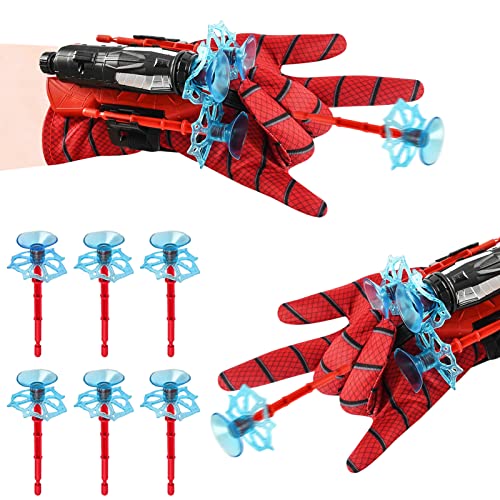 2 Juegos de Launcher Gloves, Lanzador de Héroes Guantes de Lanzador Spiderman Web Shooter Guantes de Plástico para Cosplay para Niños, Juguetes Educativos Divertidos para Niños (A)