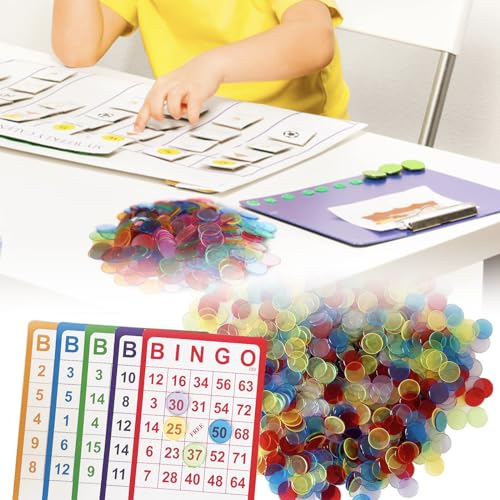 200 Piezas Fichas Bingo, 19 mm Fichas Bingo Transparentes de Plástico, Fichas de Feria, para Tarjetas de Juego de Bingo (Color Surtido)