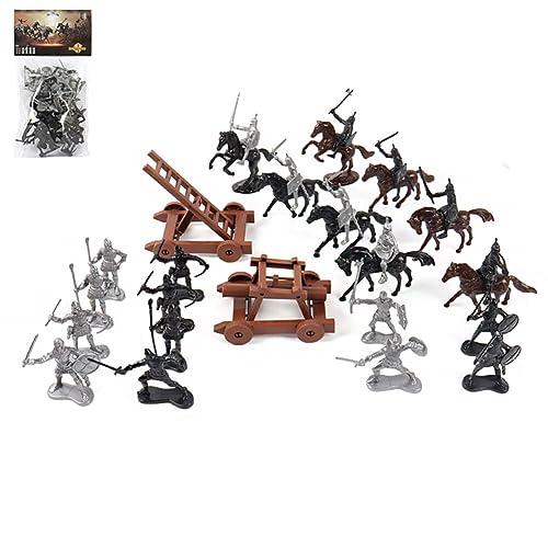 22 piezas de soldados medievales minifiguras militares de plástico figuras militares juego medievales soldados romanos caballeros guerreros caballos arquero militar juguetes militares