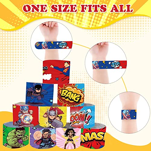 24 bolsas de fiesta de superhéroes, rellenos para niños, bandas de bofetada de superhéroes, pulseras de palmada, pulseras para niñas, niños, vengadores, rellenos, regalos de cumpleaños en el aula