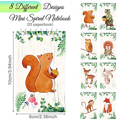 24 Mini Blocs de Notas de Criaturas de Bosque Recuerdos de Fiesta de Animales de Bosque Cuadernos de Espiral Pequeños Premios de Aula de Maestros Rellenos de Bolsa de Regalo Piñata para Niños