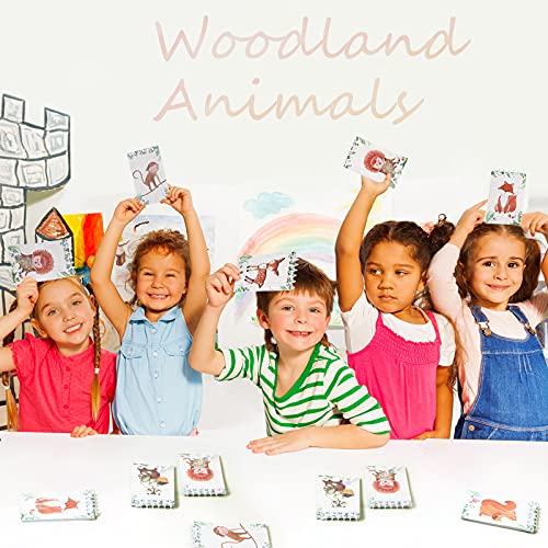 24 Mini Blocs de Notas de Criaturas de Bosque Recuerdos de Fiesta de Animales de Bosque Cuadernos de Espiral Pequeños Premios de Aula de Maestros Rellenos de Bolsa de Regalo Piñata para Niños