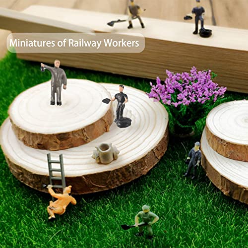 25Pcs 1:87 Figuras Pintadas Figuras Miniaturas de Trabajadores Ferroviarios Cubo y Escala