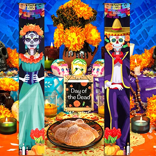 3 letreros para puerta de porche del Día de los Muertos, decoraciones de Halloween, decoración de pared del Día de los Muertos, decoración de pared de 11.8 x 70.9 pulgadas, decoración de puerta