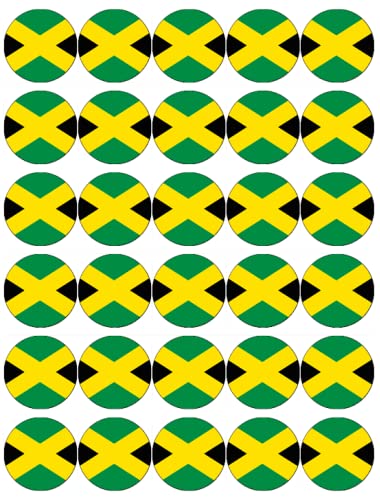 30 decoraciones comestibles para magdalenas de Jamaica con diseño de bandera de Jamaica