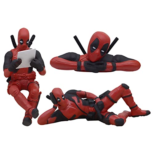 3pcs Deadpool adornos muñecas, personajes de superhéroes, figuras de modelos móviles juguetes, coches, hogar, decoraciones de oficina, regalos de cumpleaños para niños