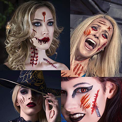 40 Tatuajes Temporales, Calcomanías de Tatuajes Zombis de Halloween Con Sangre de Cicatriz Falsa