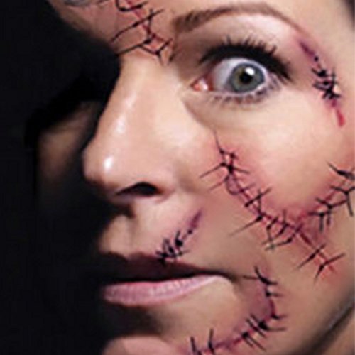 40 Tatuajes Temporales, Calcomanías de Tatuajes Zombis de Halloween Con Sangre de Cicatriz Falsa