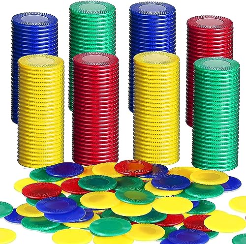 400 Fichas de Póquer de Juego de Plástico Tarjeta de Contador de 4 Colores para Niños Fichas en Blanco de Juego de Bingo Aprender Matematicas Contar Jugando Juego, 0,86 Pulgadas