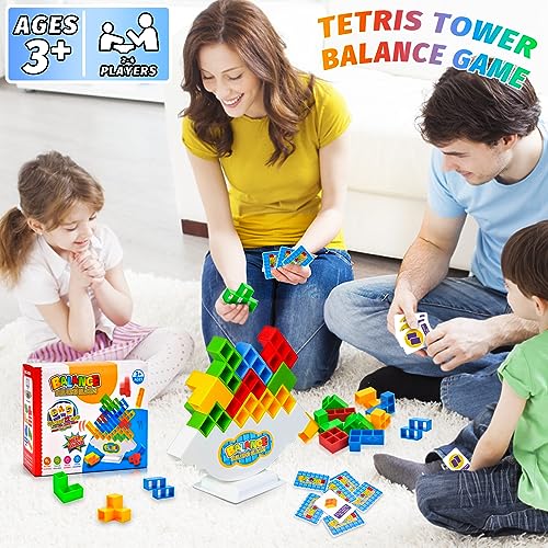 48 Piezas Tetris Tower, Tetra Tower Balance Blocks Tetris Game, Bloques de Tetris Apilables para Nios Juguete de Apilamiento de Equilibrio Juego, Balancing Stacking Toys.