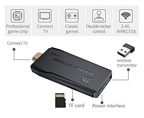 4K Mini 2.4G Controlador inalámbrico para Juegos Gamepad Salida HDMI 64GB incorporados 10000 Juegos Se Pueden archivar/Buscar/Recopilar 9 Tipos de Juegos de simulador