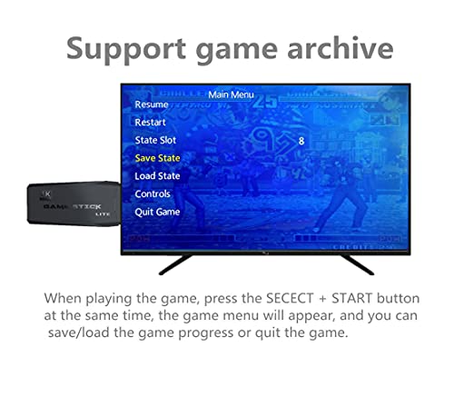 4K Mini 2.4G Controlador inalámbrico para Juegos Gamepad Salida HDMI 64GB incorporados 10000 Juegos Se Pueden archivar/Buscar/Recopilar 9 Tipos de Juegos de simulador
