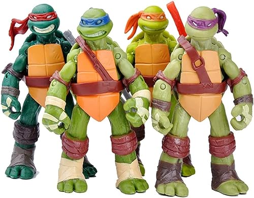 4pcs Turtles Action Figures Set Teenage Mutant Figures 12cm, Anime Character Figures for Kids Birthday Collection